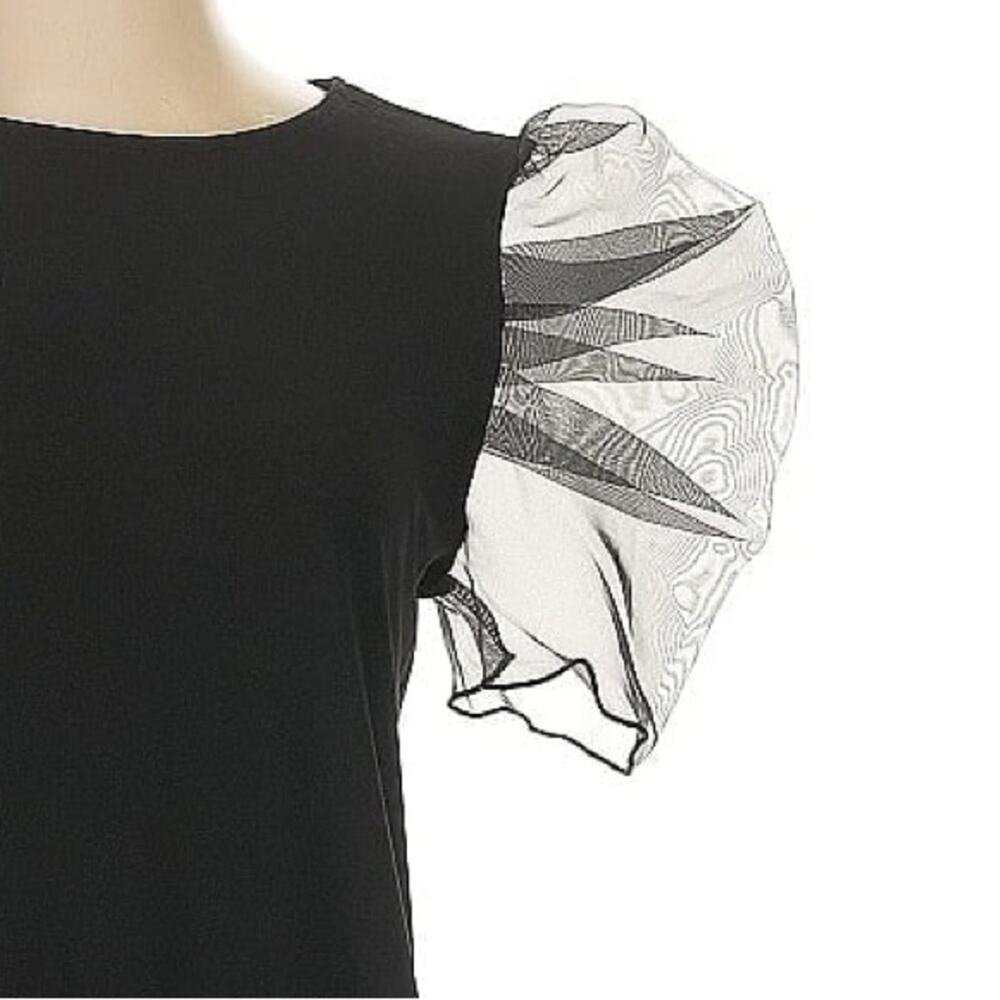 Tash + Sophie Black BLACK CHIFFON PUFF SLEEVE TOP - Picture 11 of 11